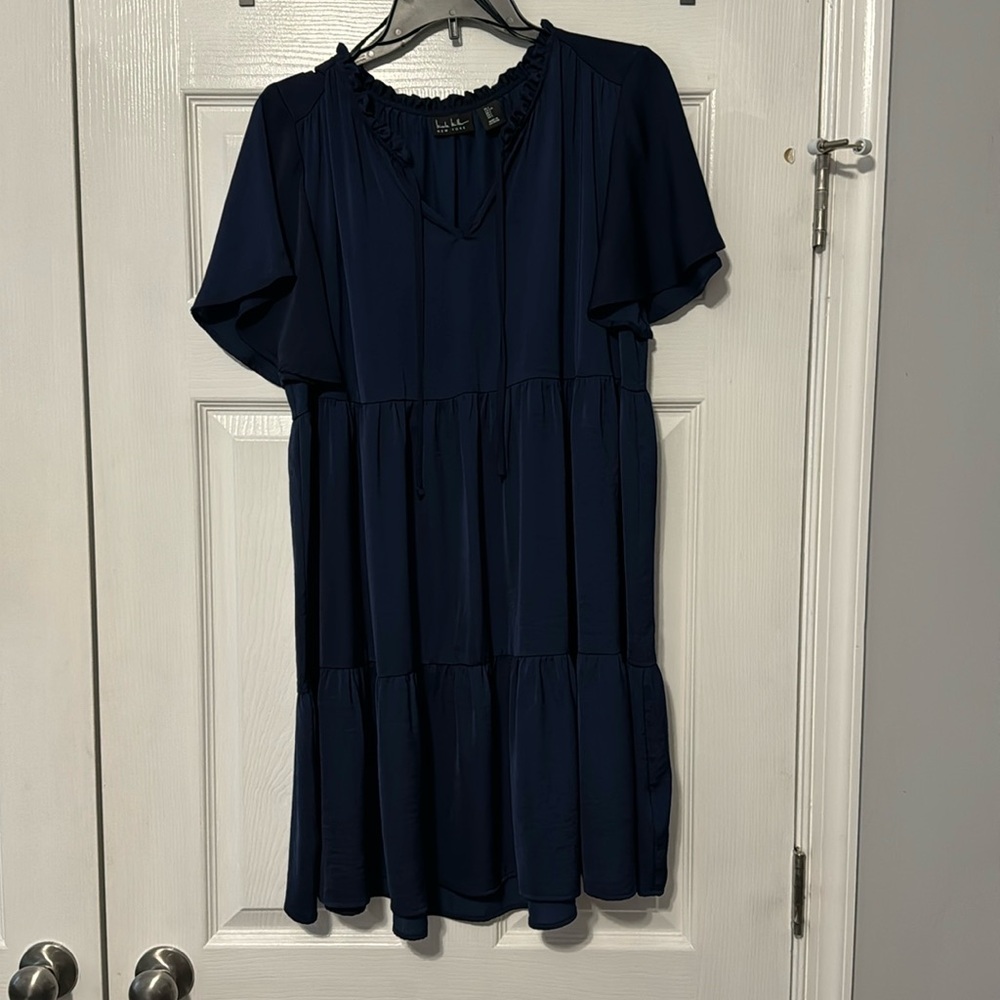 Navy baby doll dress, short sleeve